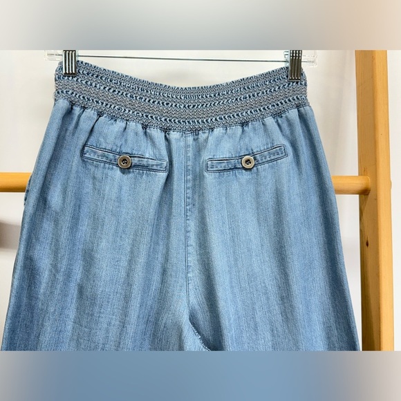 JOHN MARK Light Blue chambray smocked waist wide leg pants size S - Picture 4 of 11